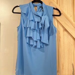 Banana Republic XS Women’s Blue Ruffle Blouse with Bow-Tie